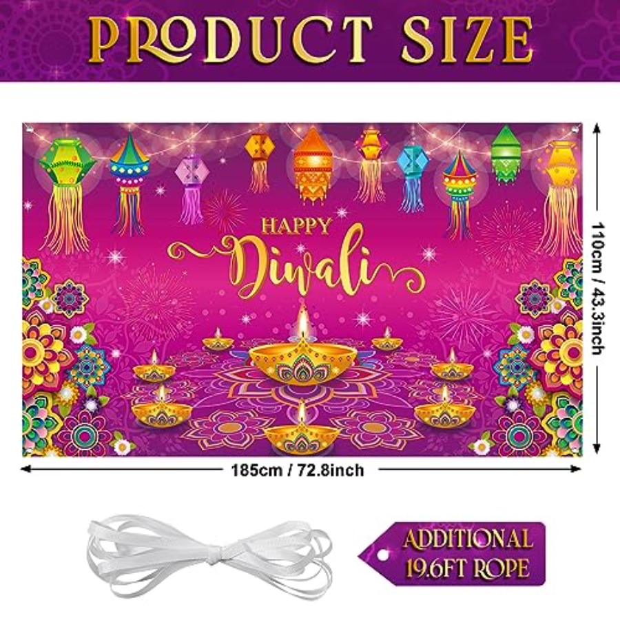 Happy Diwali Backdrop Banner D - Lighting Decoration For Diwali recension och pris