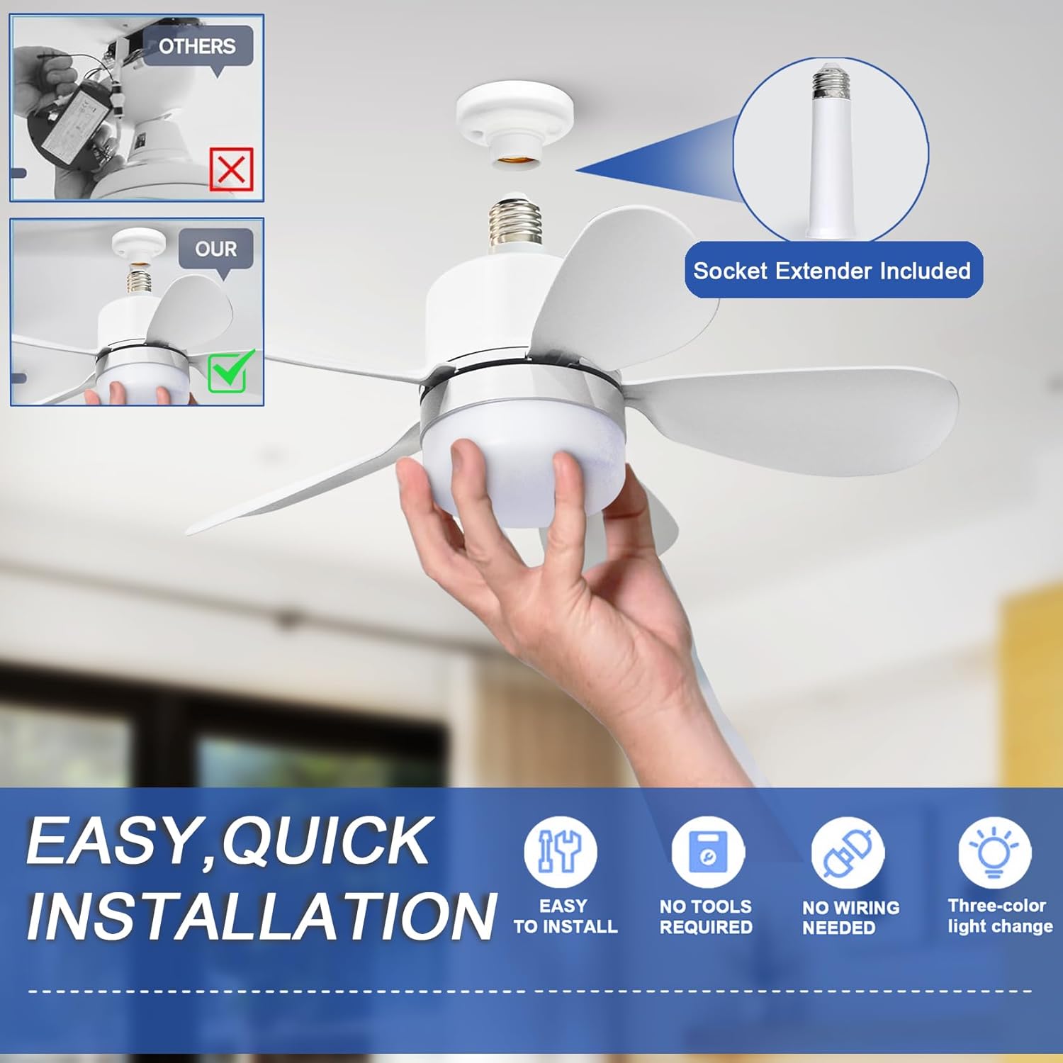 Socket Fan Light with Remote,  - Lighting Decor For Home recension och pris