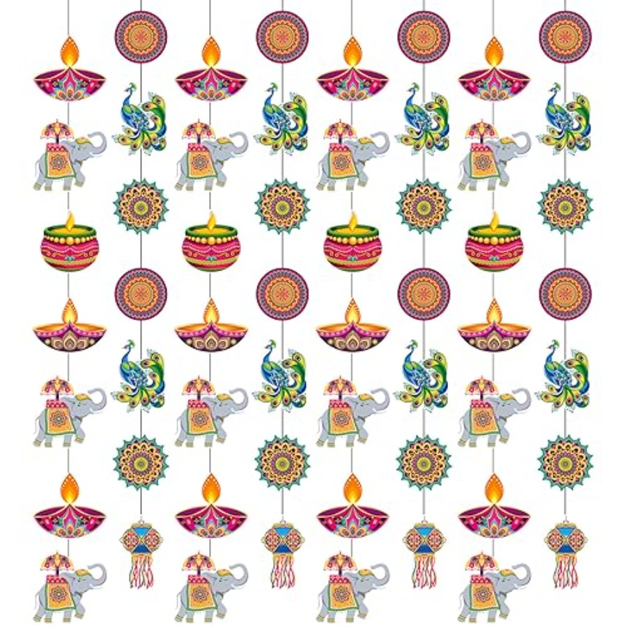 8 Pcs Happy Diwali Hanging Dec - Lighting Decoration For Diwali recension och pris