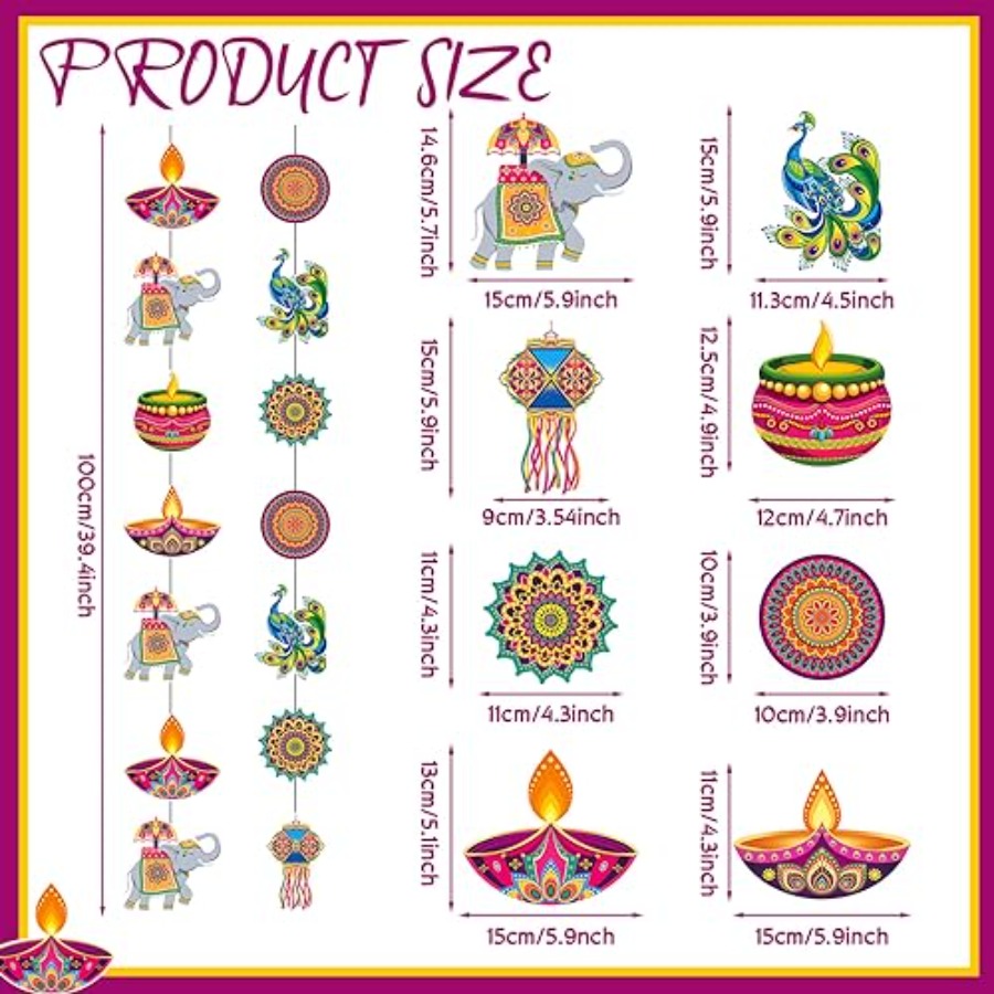 8 Pcs Happy Diwali Hanging Dec - Lighting Decoration For Diwali recension och pris