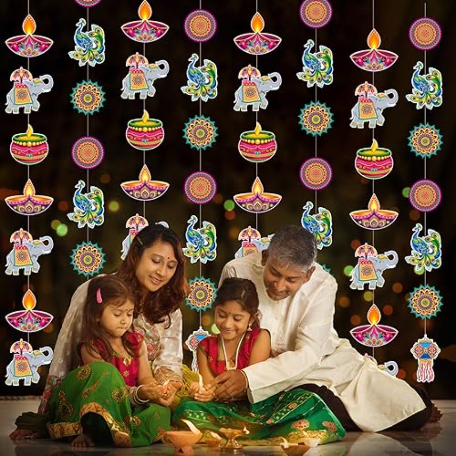 8 Pcs Happy Diwali Hanging Dec - Lighting Decoration For Diwali recension och pris