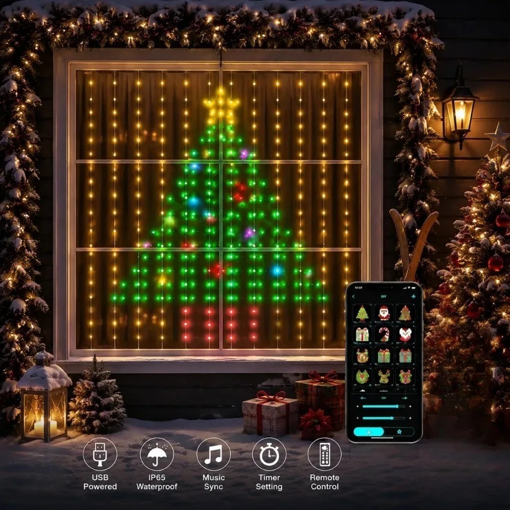 LED Pixel Curtain Lights Bluet - Lighting Decor For Home recension och pris