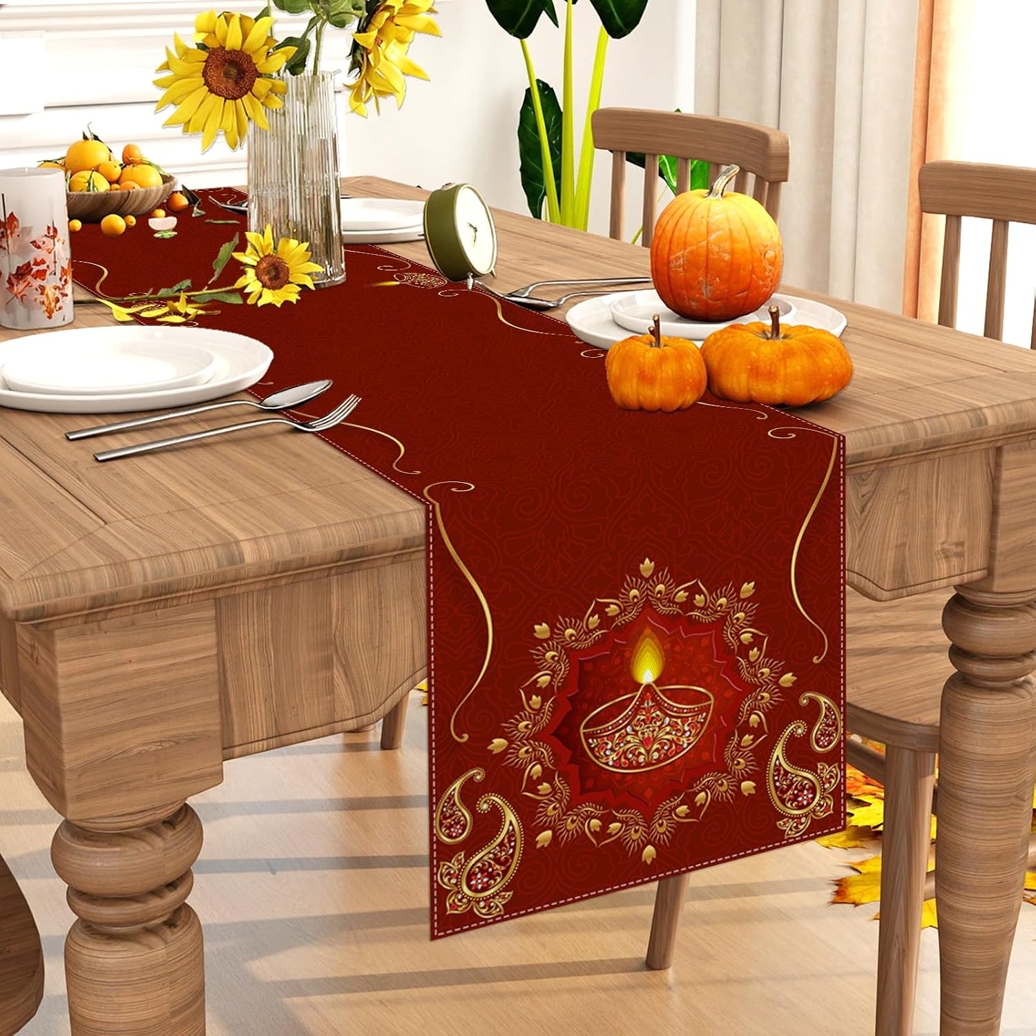 Happy Diwali Linen Table Runne - Lighting Decoration For Diwali recension och pris