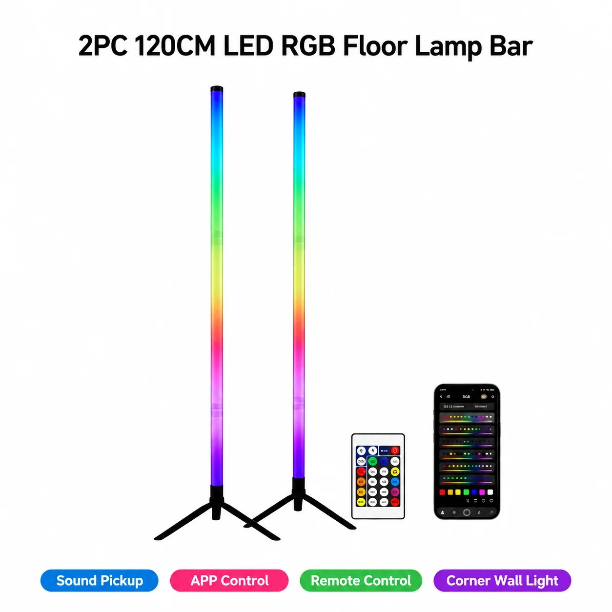 2PCS 120CM RGB Floor Lamp, Sou - Lighting Decor For Home recension och pris